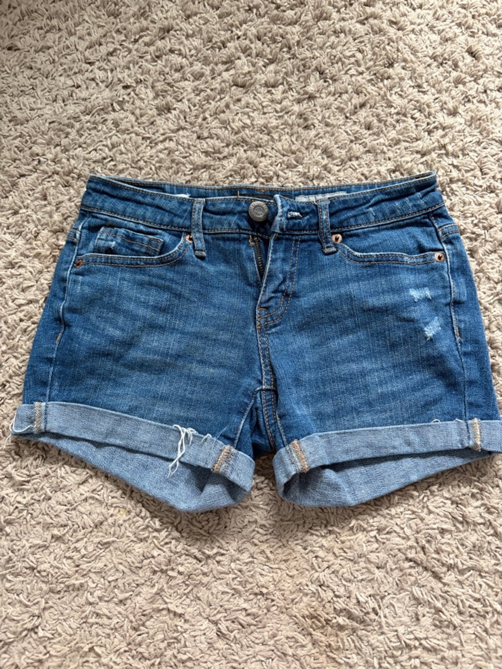 Aeropostale Women's Dark Blue Rolled Cuff Denim Shorts 000